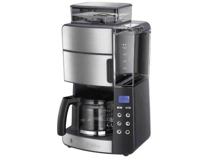 RUSSELL HOBBS Kaffeemaschine mit Mahlwerk Grind & Brew 25610-56, 1,25l Kaffeekanne, Papierfilter 1x4, 1,25l Glaskanne, 1 bis 10 Tassen, Digitaler Timer, Mahlgradeinstellung