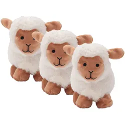 Aumüller Katzenspielzeug Schäfchen Sally, 3er Set - Plüschtier zum Schmusen mit Baldrianfüllung