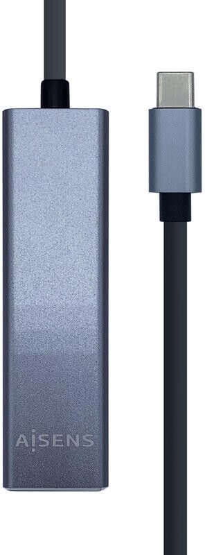 HUB USB Aisens A109-0396 Gris + Adaptador Lan, Usb Tipo-C Macho / Conectores 3*Usb-A Hembra RJ45 10/100/1000 Ethernet