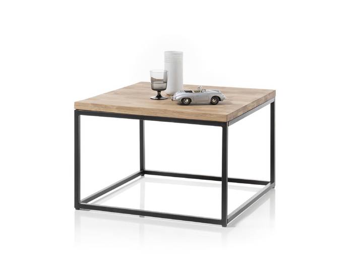 Couchtisch Sakura , Asteiche massiv , mit Metallrahmen , 70x70 , Eiche
