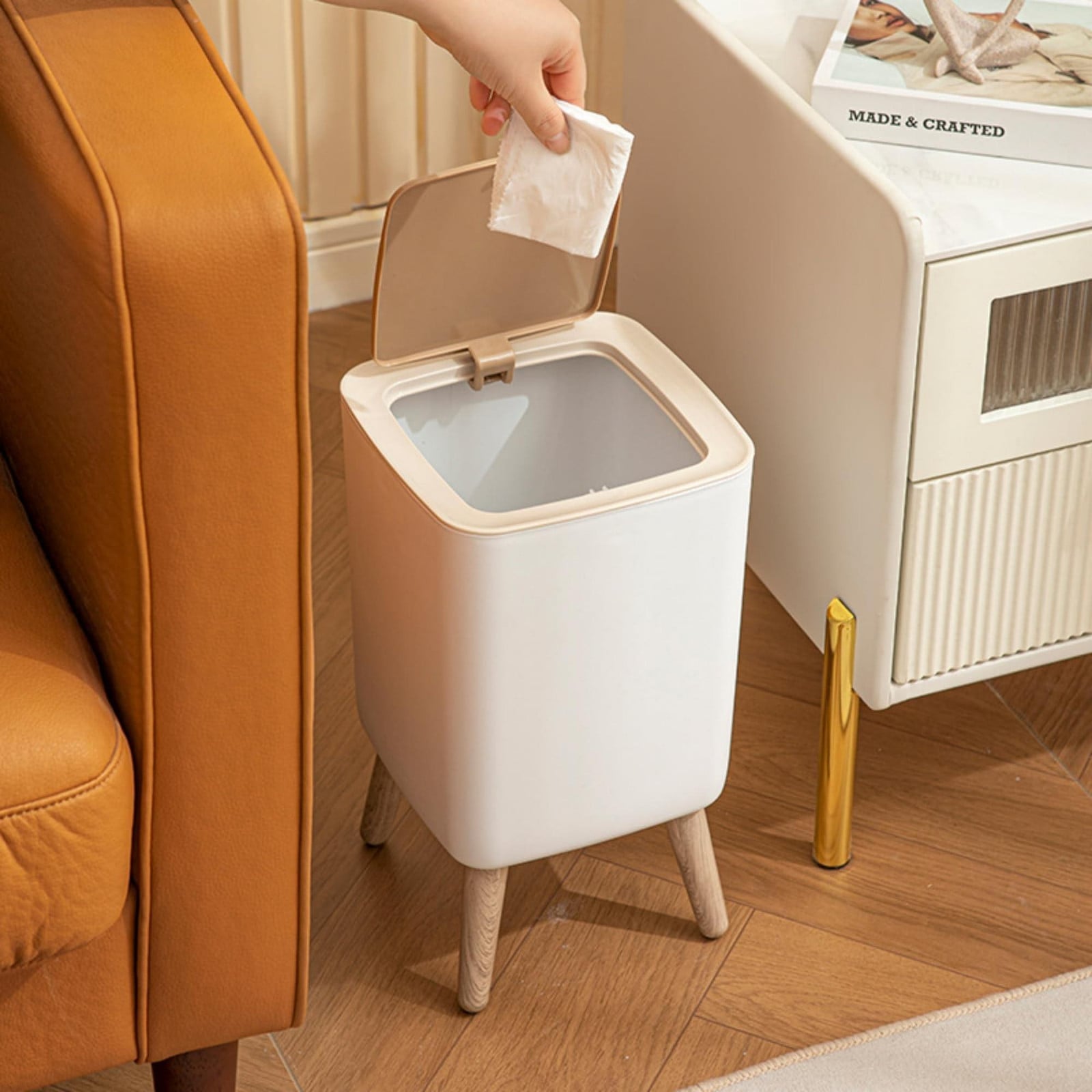 Solidchoice Vierkante Plastic Afvalbak met Deksel