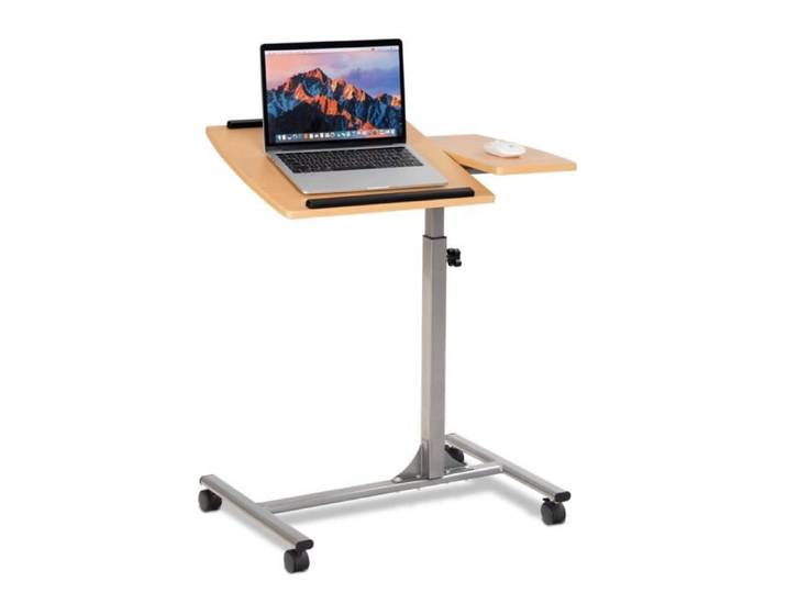DREAMADE Table d'Ordinateur à Roulettes Table pour Ordinateur Portable avec Hauteur Réglable de 71-93 cm et Panneau Ajustable