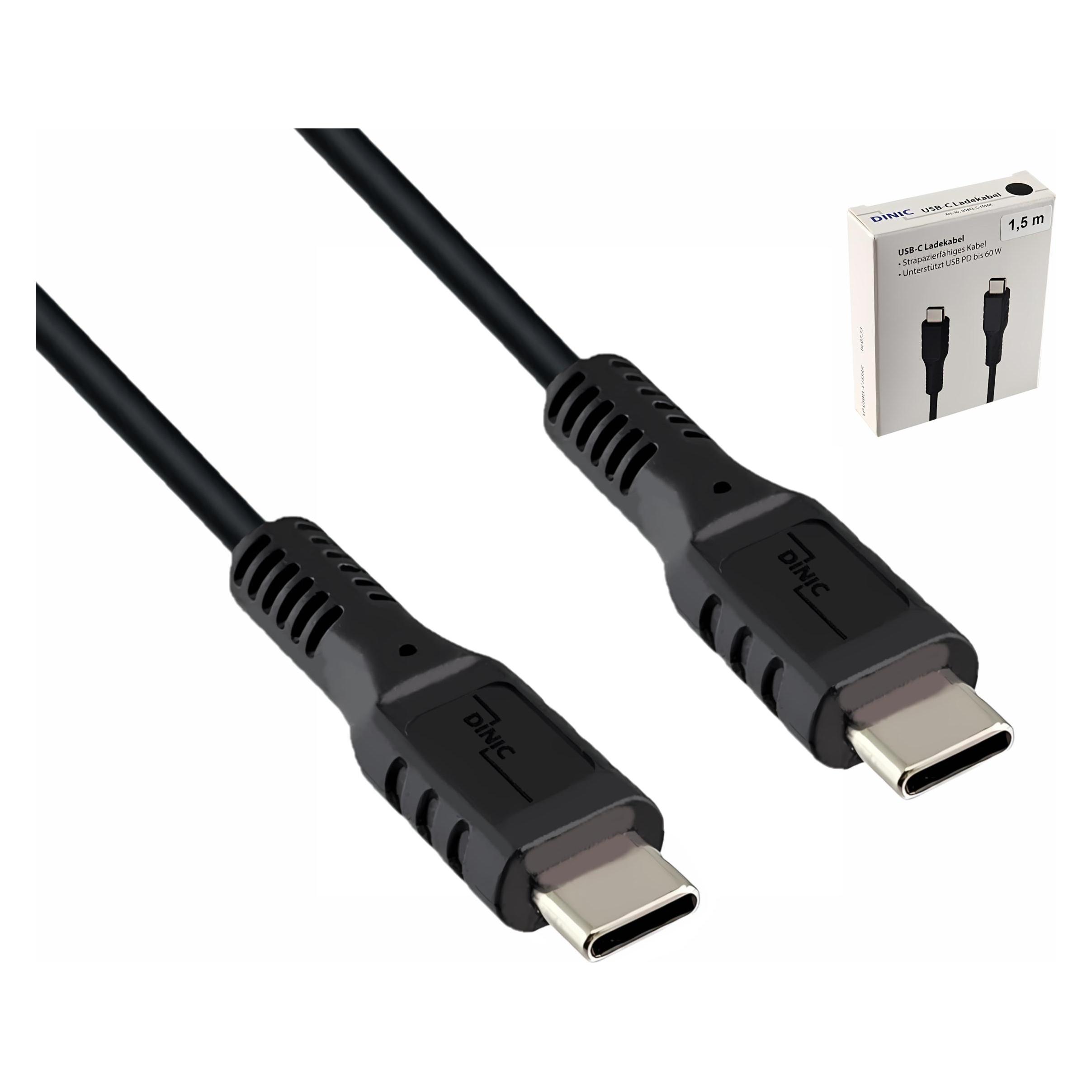 Dinic 30x USB C auf C Ladekabel 1,50m, schwarz, im Thekendisplay (1.50 m, USB 2.0, 60 W) (B-USBCL-SAK-TD)