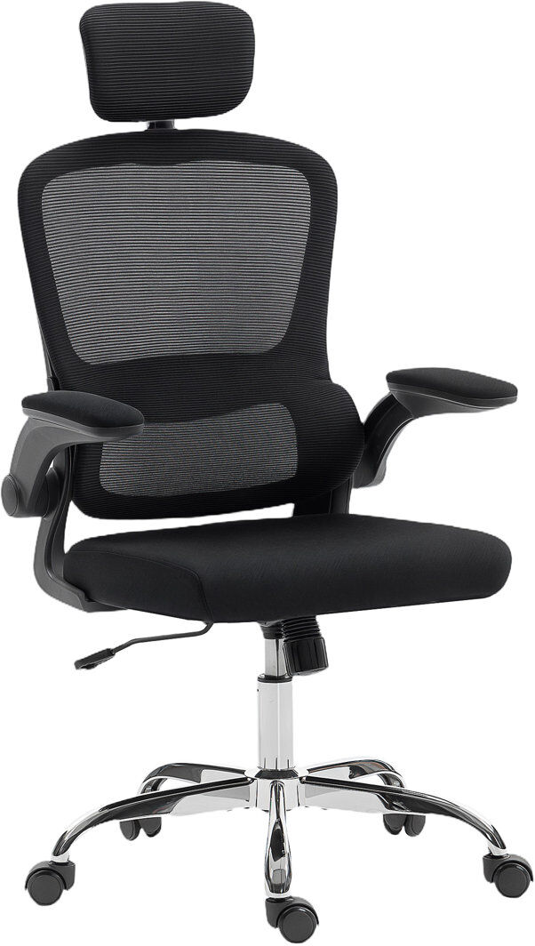 Inbox Zero High Back Mesh Computer Desk Chair with Lumbar Support, Charcoal Grey Black 60cm W X 64cm D