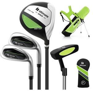 Costway Junior Complete Golf Club Set Right Hand with Rain Hood for Kids-Green