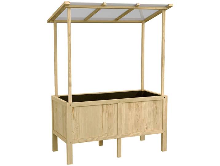 Outsunny Hochbeet, Naturholz, Tannenholz, Naturfarben, Holz, 60x152x110 cm, Gartenzubehör, Hochbeete