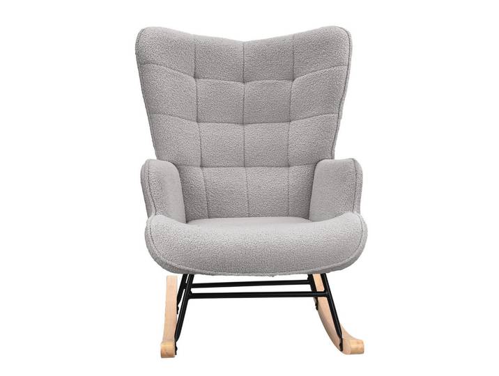 Shopentra Relaxschwingsessel mit Kissenstruktur für Wohnzimmer, Grau, 68x92x75 cm, Wohnzimmer, Sessel, Schaukelstühle