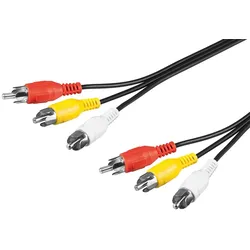 Goobay 50381 Composite Audio Video Verbindungskabel, 3x Cinch, 2 m - 3x Cinch-Stecker > 3x Cinch-Stecker