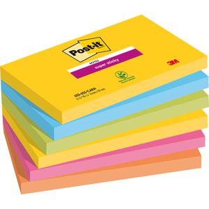 Post-it Haftnotizen Super Sticky Carnival, bunt, 76 x 127mm, selbstklebend, 6x 90 Blatt