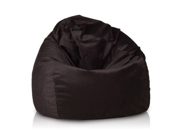 Fuzzy pouf poire rembourré en microfibre molletonné déhoussable très doux 80x110 cm Noir A22 Ecopuf