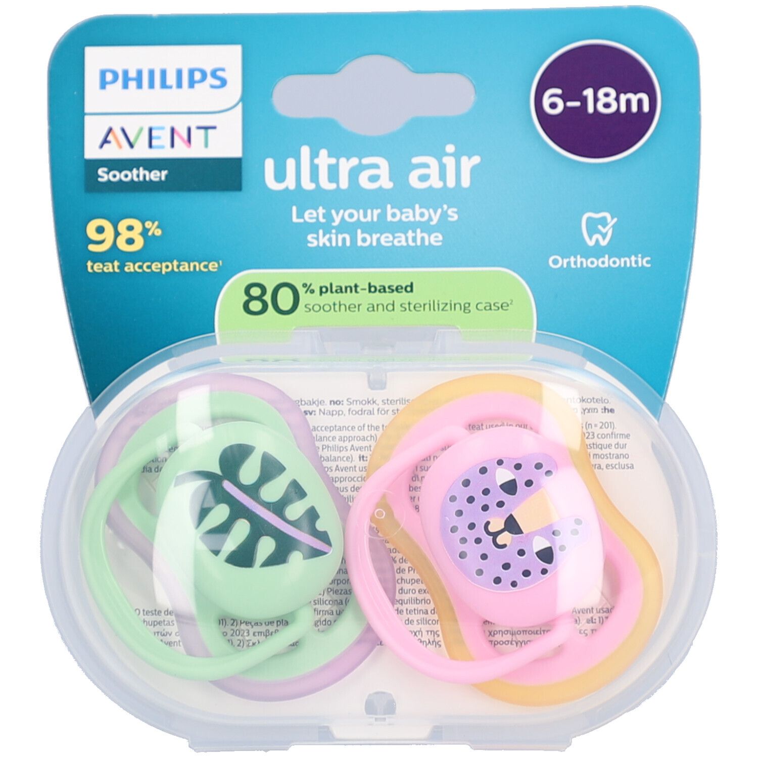 Philips Avent Fopspeen +6m Air blad/poes 2st 2 St Schnuller