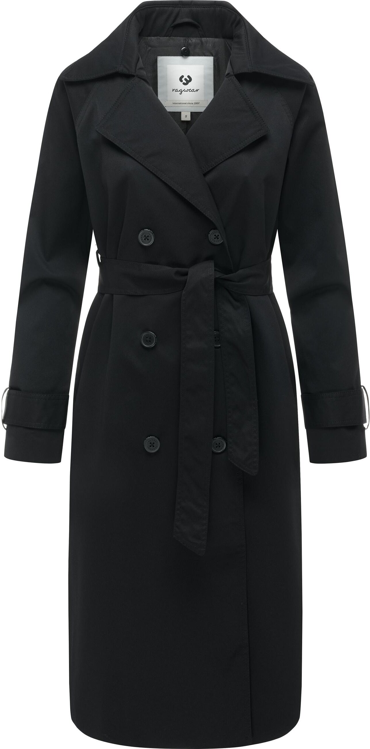 Trenchcoat RAGWEAR "Trenchcoat Trenchie Y", Damen, Gr. XXL, schwarz, Mäntel Trenchcoat