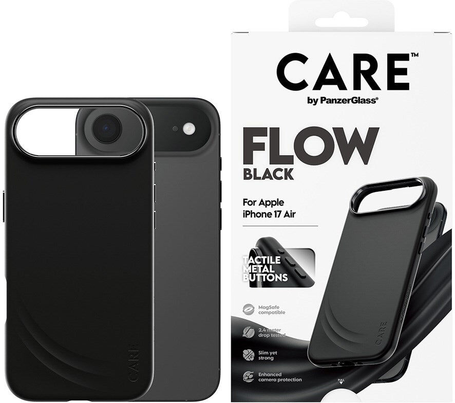 CARE by PanzerGlass iPhone Air Feature Flow Mobil Cover - MagSafe Kompatibel - Sort