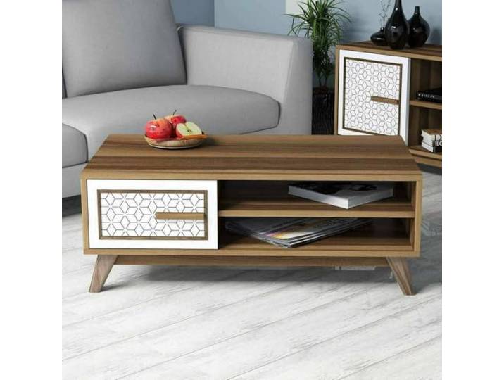 Dmora Couchtisch Lesath 105x60x38,2 cm Braun, 3 Fächer
