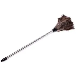 MSV Plumeau En Plumes D'Autruche Manche Inox - Grand, Reinigungsutensil, Grau
