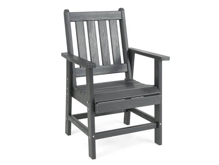COSTWAY Chaise de Jardin Extérieur en HDPE avec Accoudoirs Assise Incurvée Fauteuil Adirondack pour Intérieur Extérieur Gris