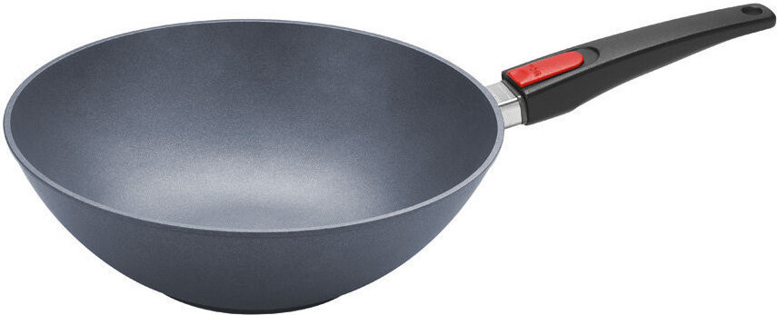 Norbert Woll Woll Diamond Lite gietijzeren wok- en koekenpan met afneembaar handvat, diameter 30 cm, inhoud 3,7 liter