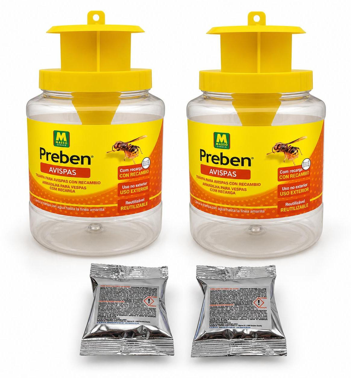 Preben Wespenval Set van 2 – Herbruikbare Wespenvanger met Navulling – H x B x D: 19 x 13 x 13 cm