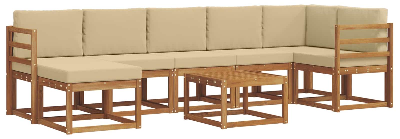 Outdoor-Sofagarnitur mit Kissen 8 pcs Natur und Beige