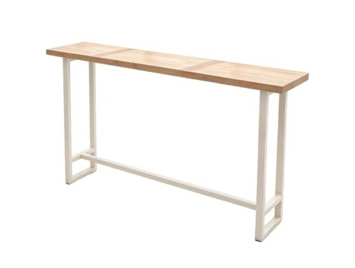 Moderner Massivholz-Bartisch, schmaler langer Esstisch, Bistro, Restaurant Rechteckige Tischplatte aus massivem Holz, Stützbeine aus Metall, einfach zu montieren, platzsparend(160cm)