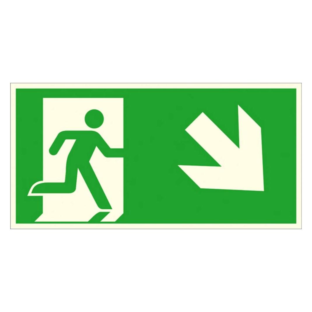 Wolk Fluchtwegschild Folie Notausgang rechts schräg abwärts SafetyMarking (38.A1065)