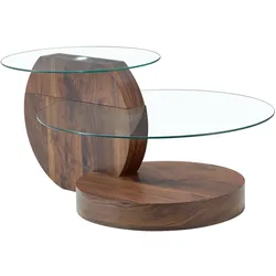 COUCHTISCH glas walnuss mehrstufig stauraum
