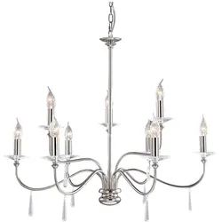 Elstead Lighting, Kronleuchter, Finsbury Park Kronleuchter E14 9-fach Poliertes Nickel (82 cm)