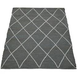 KADIMA DESIGN Jute Teppich Rauten wendbar schmutzabweisend Anthrazit Rechteckig 60x100 | 100% Jute, Rücken aus Jute | Florhöhe: 9 mm | nur Ausklopfbar