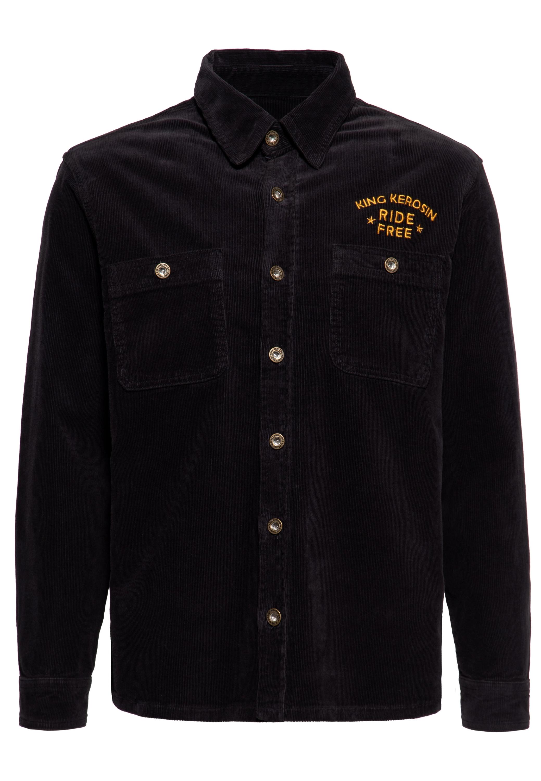 King Kerosin Herren Workwear Hemd Ride Free Live Free schwarz