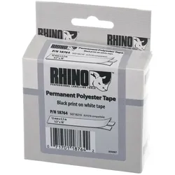 Dymo, Beschriftungsband, Schriftband IND RHINO Permanent Polyester (1.90 cm, Schwarz, Weiss)