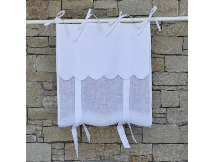 Store en lin blanc avec festons 45X70 CM