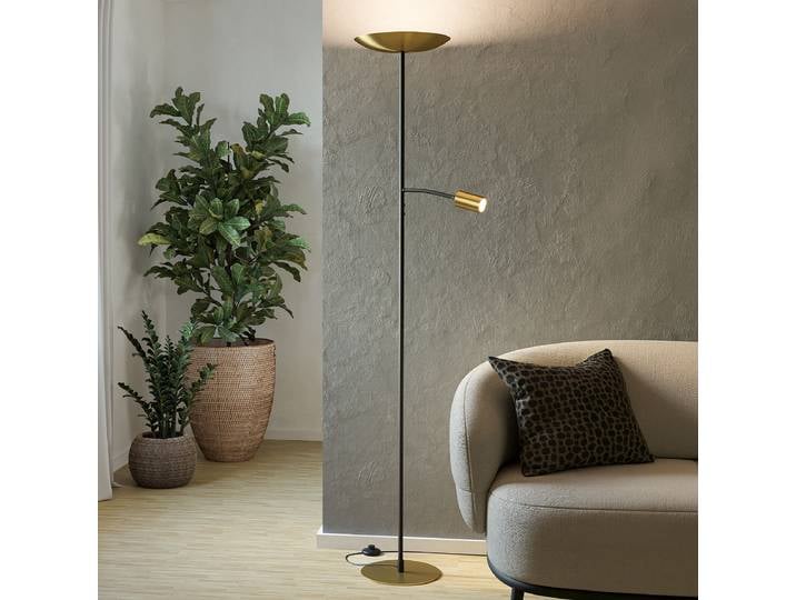 Lampadaire LED 32 x 32 x 170cm Noir/Laiton Acier laqué LED Module LED