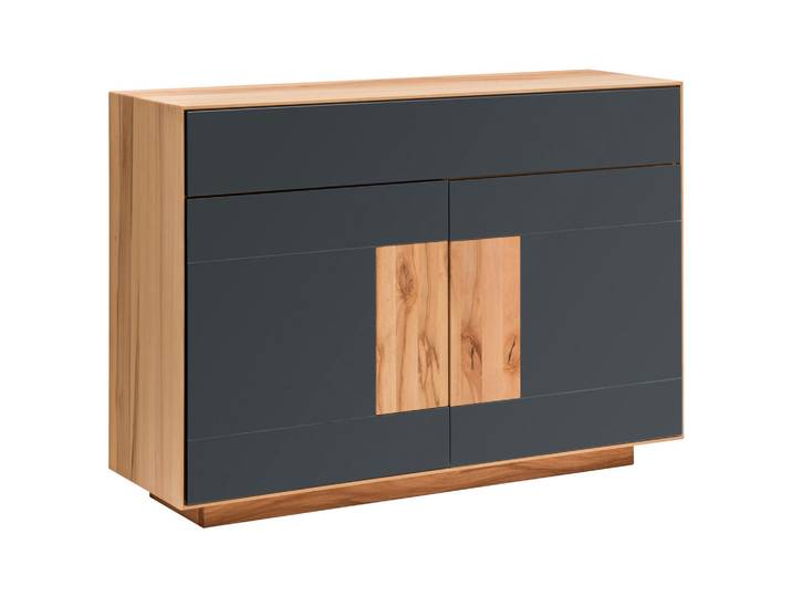 Linea Natura Sideboard, Anthrazit, Buche, Holz, Glas, Kernbuche, massiv, 2 Fächer, 1 Schublade(n) Schubladen, 120x87x40 cm, erweiterbar, individuell planbar, in verschiedenen Holzarten erhältlich, Holzmöbel, Kleinmöbel Holz, Holzkommoden, Sideboards Holz