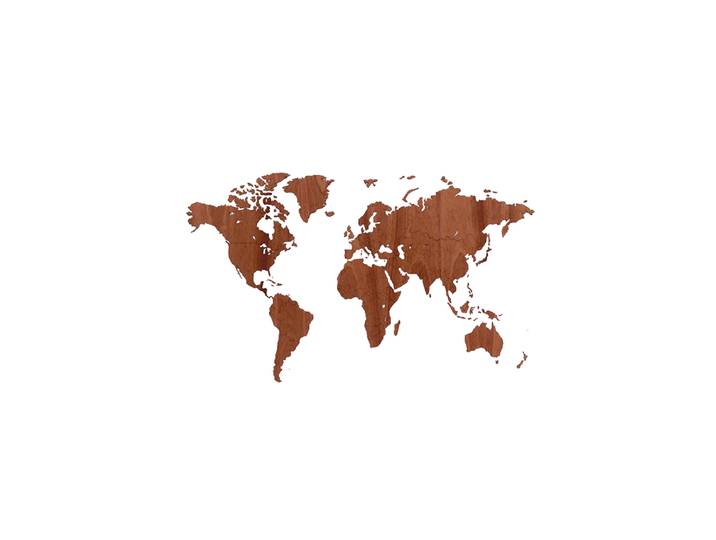 Design Wandobjekt „DIY Wooden World Map“ aus Sapele-Holz Rotbraun MiMi Innovations