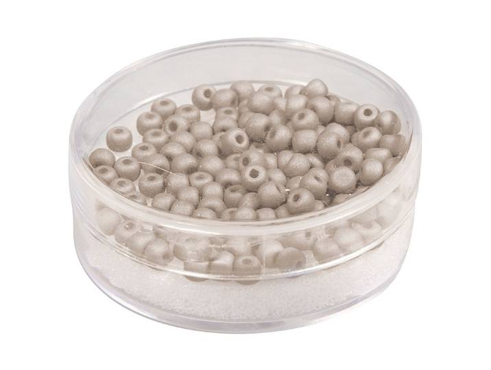 Rayher Silk-Bead Glas Rocailles Taupe-Braun 4 mm 120 Stück