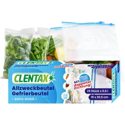 CLENTAX Gefrierbeutel 0,5L mit doppelter Dichtung 25 Stk