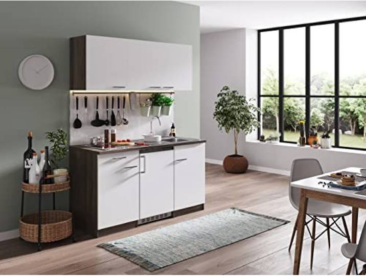 respekta Inbouw enkele keuken keukenblok 150 cm eiken York replica wit ceran