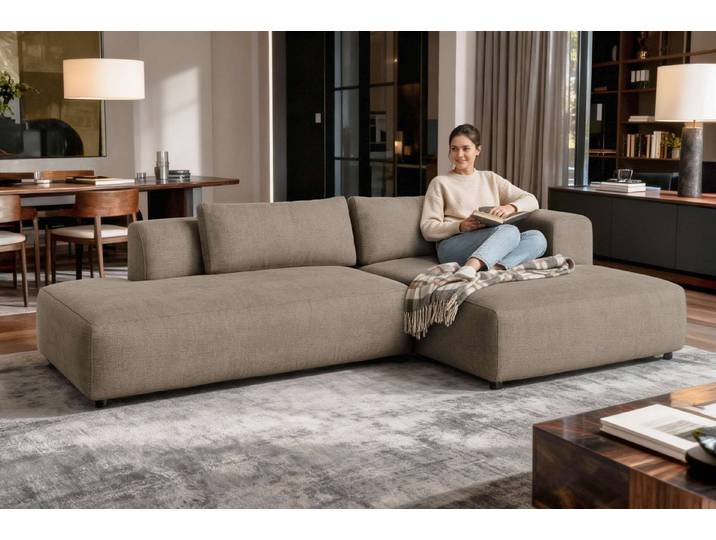 OTTO home Ecksofa TIARRA Design-Sofa mit Ottomane recht/links bestellbar, Breite 287 cm, L-Form mit hochelastischer Schaum und Wellenunterfederung