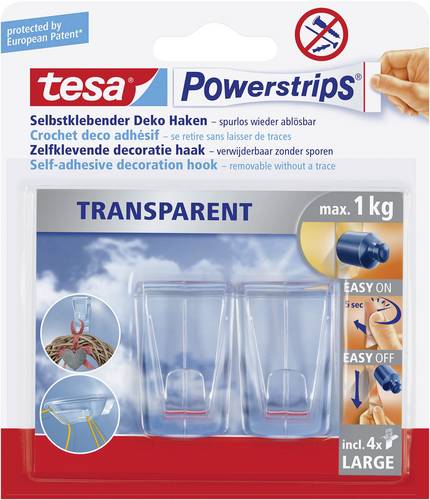 TESA POWERSTRIPS Klebehaken Large Transparent Inhalt: 2St.
