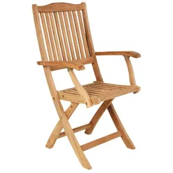 Gartenstuhl Filipia aus Teakholz, mit Armlehne, klassisch, klappbar, natur