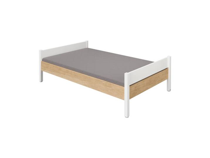 Paidi Bett, Weiss, Eichefarben, Holzwerkstoff, 120x200 cm, Blauer Engel, Schlafzimmer, Bett, Einzelbetten