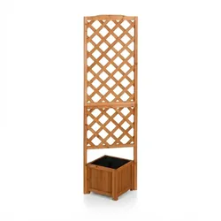 Relaxdays Pflanzkasten mit Rankgitter, HBT 180x55x51 cm, Pflanzkübel mit Spalier, Balkon & Garten, Tannenholz, hellbraun