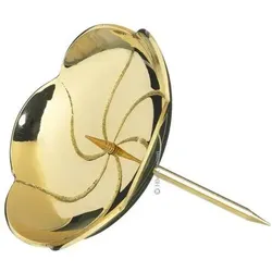 4 Kranzteller, Kerzenstecker Lotos in poliertem Gold, Durchmesser 10 cm mit abschraubaren Dorn