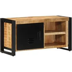 Helloshop26 - Industriell gestalteter TV-Ständer mit großem Stauraum 80 x 30 x 40 cm aus massivem braunem Mangoholz 02_0057628