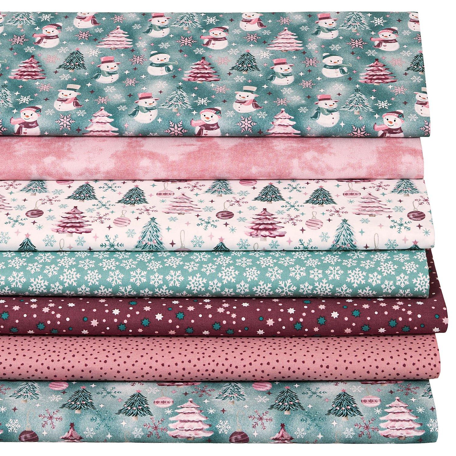 Patchwork- und Quiltpaket "Schneemann", eukalyptus/rosa