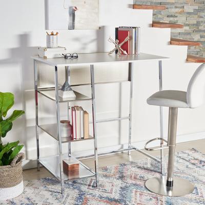 SAFAVIEH Hayden Metal Shelf, White and Chrome, Modern