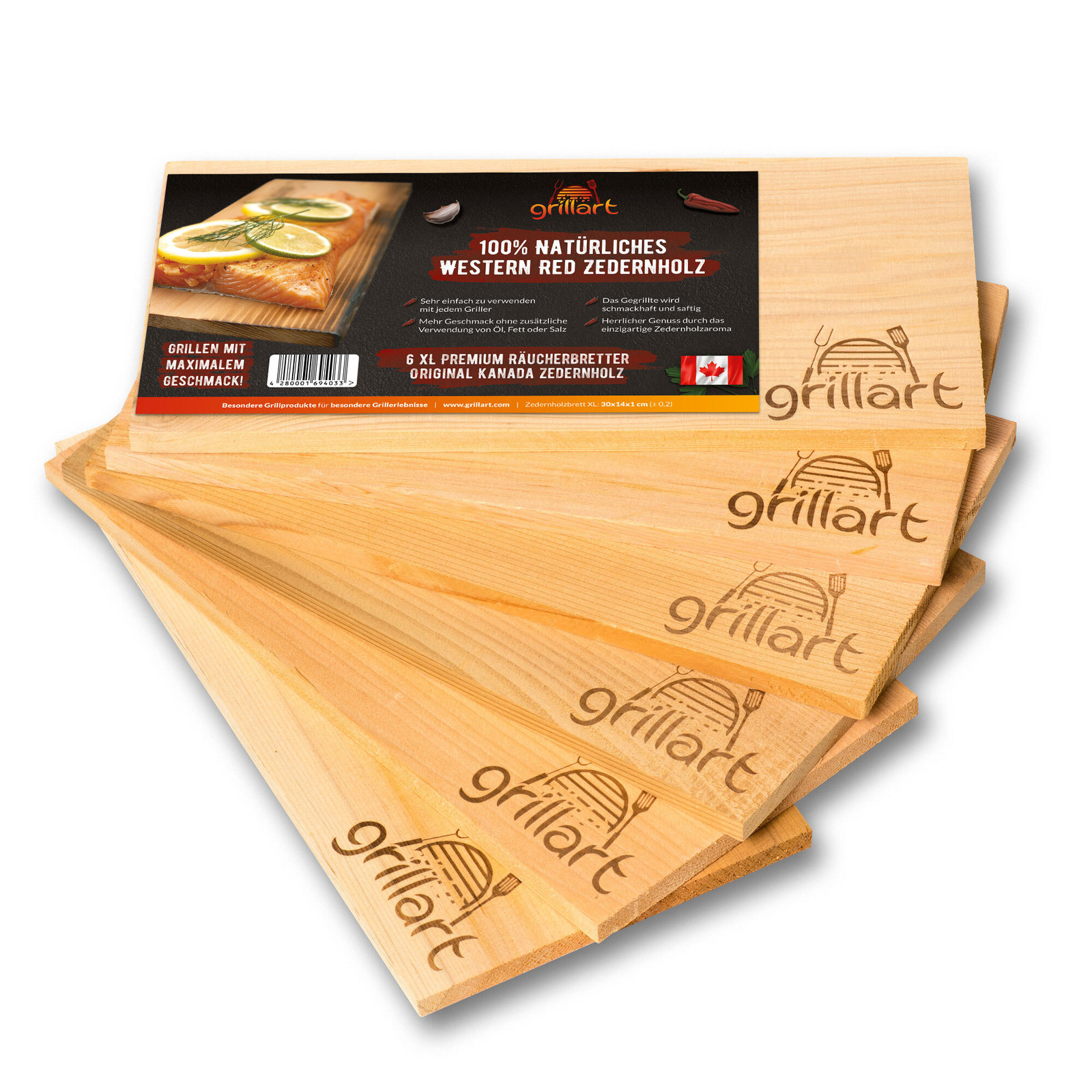 Grillart Grillplanken van 100% natuurlijk Western Red cederhout