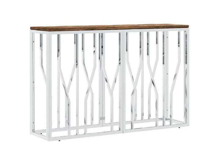 Chic Table console acier inoxydable et bois massif de récupération - Table de salon &1_16500
