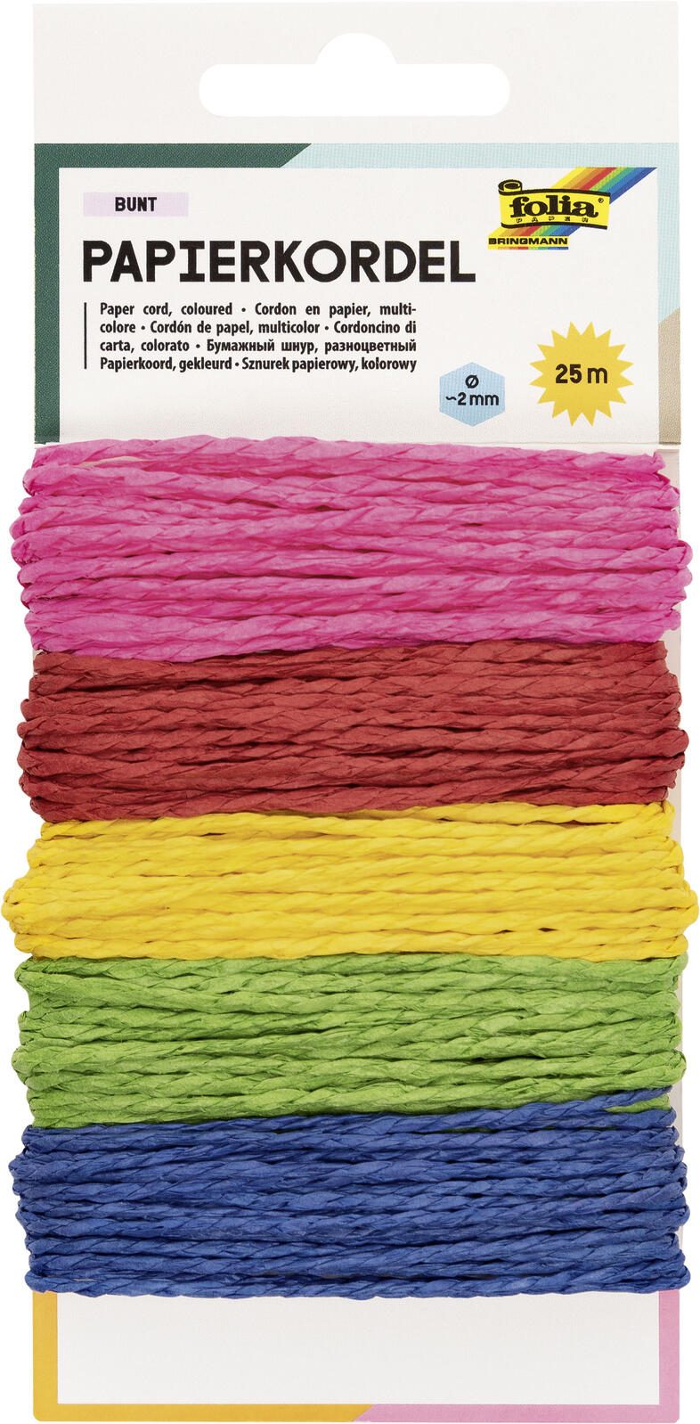 folia Kordeln pink, rot, gelb, grün, blau 12221