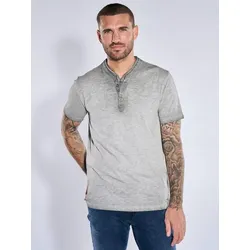 emilio adani Herren Henley T-Shirt Grau regular uni U-Boot - M